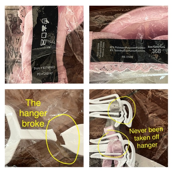 BNWT: *2* 36B RENÉ ROFÉ LINGERIE Pink & Gray Underwire Padded Demi Bras - Picture 8 of 11